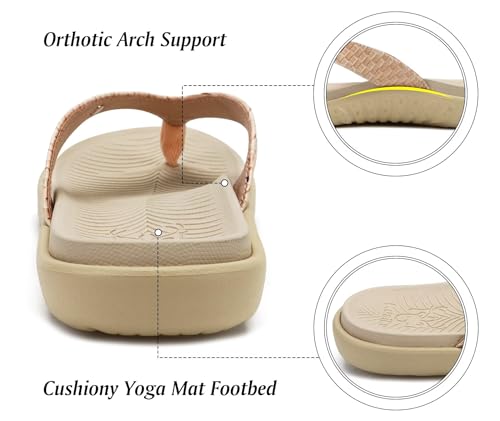 Image of KuaiLu Womens Flip Flops Arch Support Yoga Mat Cushioned Thong Sandals | Ladies Comfortable Walking Slides For Plantar Fasciitis Slip On Indoor Outdoor For Summer