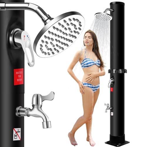 Qdreclod Doccia Solare, Doccia Solare da Giardino, Doccia Solare da Esterno con Regolamento per Acqua Calda e Fredda, Doccia Solare Piscina Campeggio Max 60℃ Altezza 216cm (40Liter)
