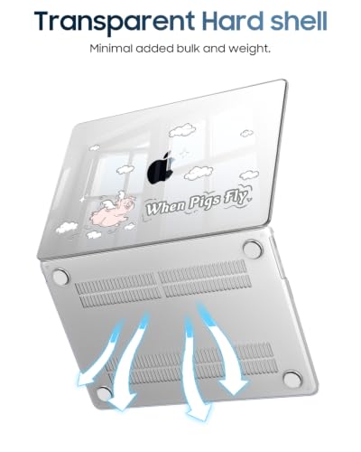 Image of Fintie Case for MacBook Air 13.6 A3449 /A3240 /A3113 /A2681, Soaring Pig | 2022-2026, M2 /M3 /M4 /M5, Snap-On Shell Cover, Full Port Access, Easy On /Off, Lightweight