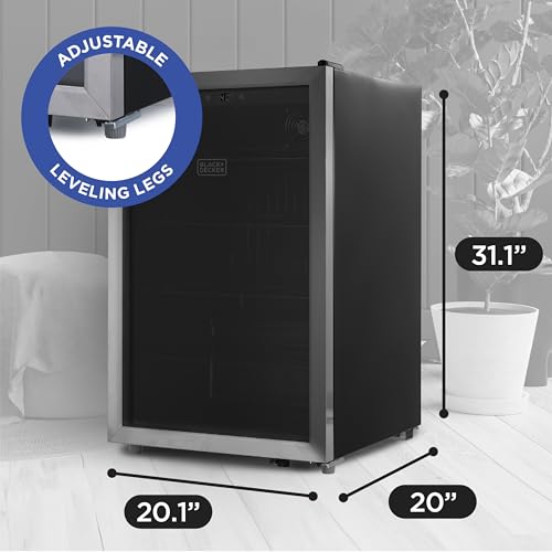 BLACK+DECKER 4.4 Cu. Ft. Beverage Cooler, Beverage Fridge with Double Pane Glass Door, Drink Fridge and Beverage Refrigerator with 160-Can Capacity for Home Bar and Home Office with LED Display on Fridge.com
