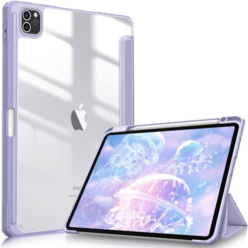 Fintie Hybrid Slim Case for iPad Pro 11-inch (4th / 3rd Generation) 2022/2021 - [Built-in Pencil Holder] Shockproof Cover w/Clear Transparent Back Shell, Also Fit iPad Pro 11
