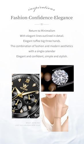 Image of OLEVS Women Watch Stylish Elegant Chronograph Luxury Diamond Analog Quartz Stainless Steel Luminous Date Ladies Wrist Watches for Women