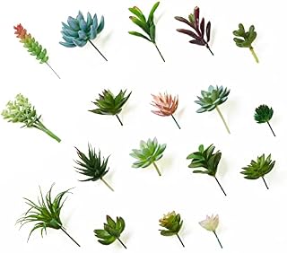 PRIMAISON Set of 18 Green Artificial Succulents Unpotted Assorted Faux Succulent Flocking Mini Fake Succulents Textured Faux Succulent for Plants Wall Decoration DIY Materials Wedding Centerpieces