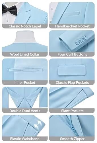 Men's Suites Slim Fit 2 Piece Suit One-Button Blazer Elegant Formal Wedding Prom Tuxedo4