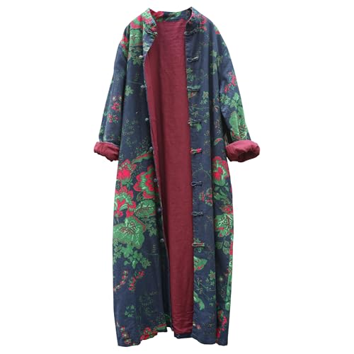 LZJN Women's Trench Coat Floral Print Jacket Cottagecore Clothing Casual Plus Size multicolored Outerwear2