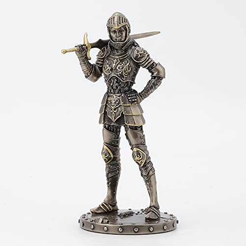 Estatua decorativa Steampunk mujer caballero en resina bronceada 24 cm miniatura 1