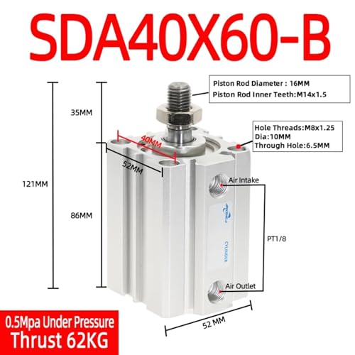 Cylindre pneumatique compact SDA40 contre les pannes d'espace machine - 3
