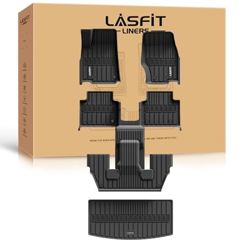 LASFIT Floor Mats for Jeep Grand Cherokee L 2021-2025 2026 (ONLY for 6 Seaters Without Center Console) All Weather Custom Fit Car Floor Liners Trunk Mat Accessories Black