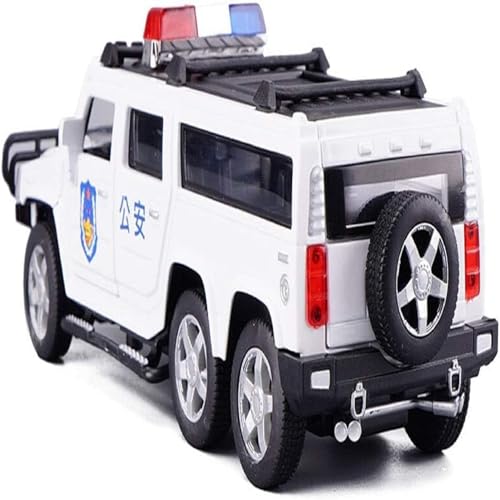 Image of Exclusive Alloy Metal Pull Back Die-Cast Car Diecast Metal Pullback Toy Car with Openable 6 Doors,Light Music Boys Gifts Toys (1:32 Hummer Police - White)