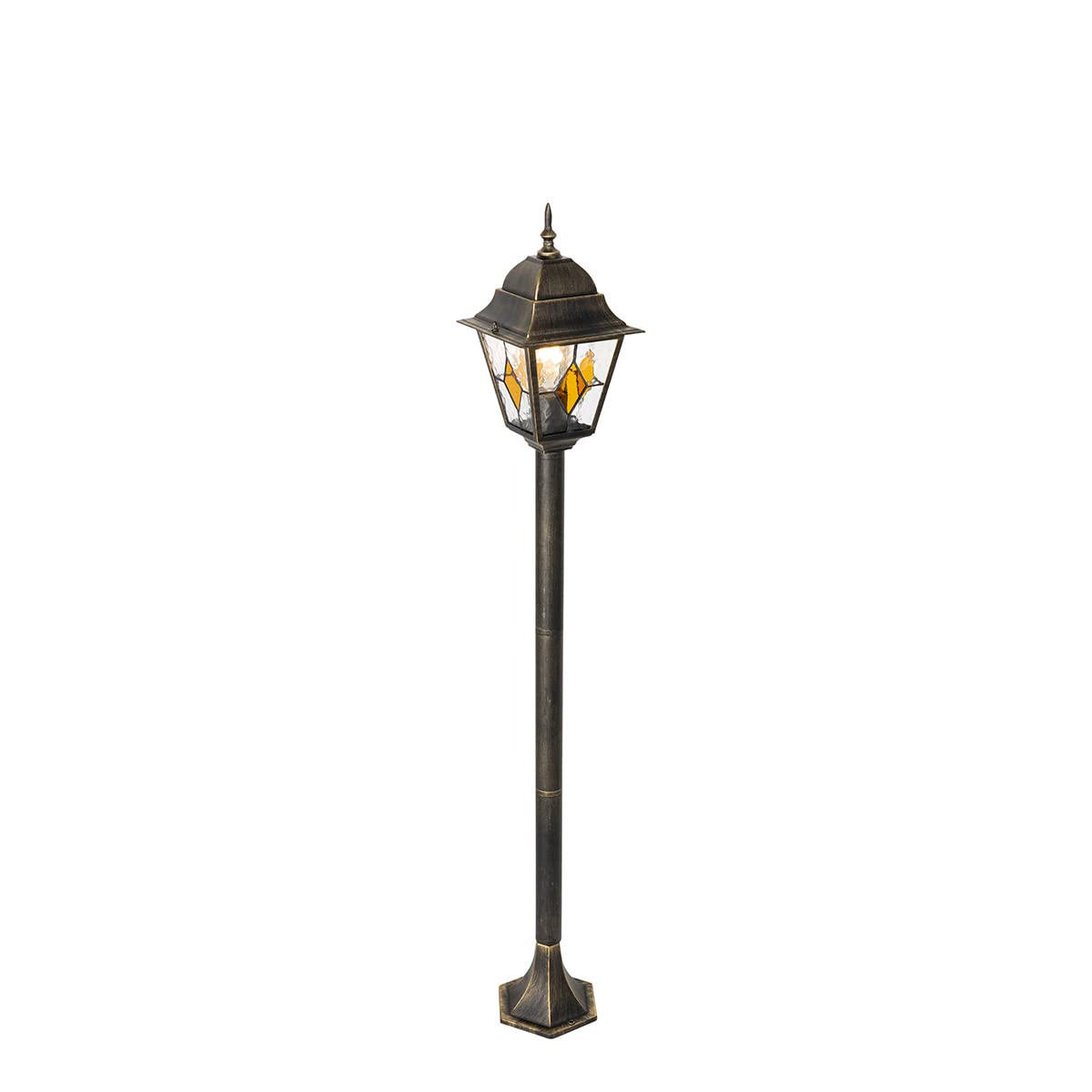 Qazqa antigua - Palo da giardino Classico - 1 luce - Ø 18.4 cm - Oro - Design I Rustico - Illuminazione esterna