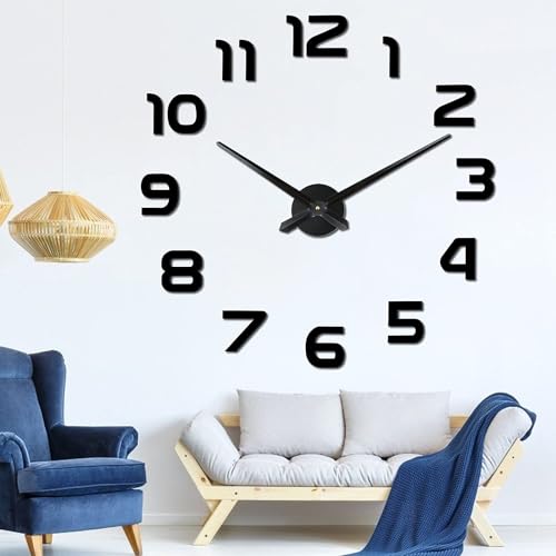Weinsamkeit Reloj de Pared Adhesivo, Reloj de Pared 3D, DIY Reloj de Etiqueta de Pared Decoración, Reloj de Pared Digital árabe para el Hogar, Oficina, Decoración de Pared del Hotel (B)