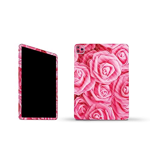 Image of MightySkins Carbon Fiber Skin Compatible With Apple iPad Pro 11 inch M2 4th Gen (2022) Full Wrap Kit - Super Pink Roses | Protective, Durable Textured Carbon Fiber Finish | Easy To Apply | Made in the USA