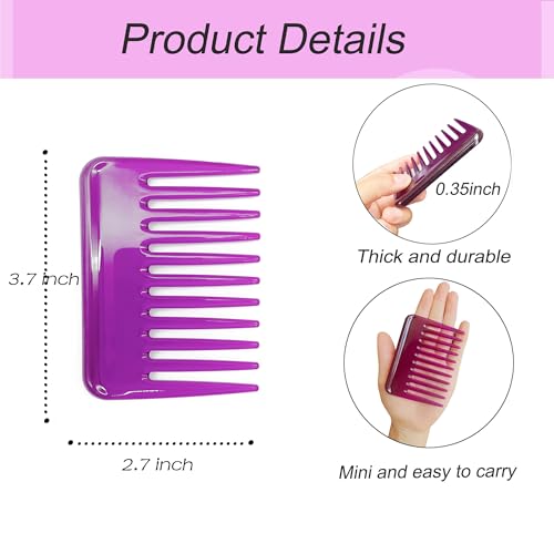Mini peine de dientes anchos para cabello y barba, morado miniatura 2