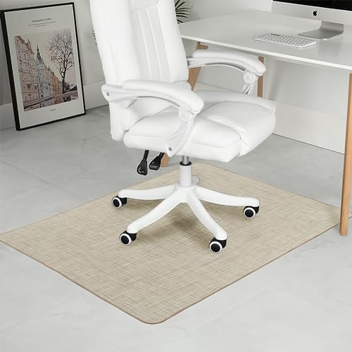 Image of Chair Mat for Hardwood Floor, 36 inch x 48 inch Heavy Duty Office Chair Mat for Rolling Chairs, Anti Slip, Non-Curve, Floor Protector for Home Office, Ivory Linen Weave