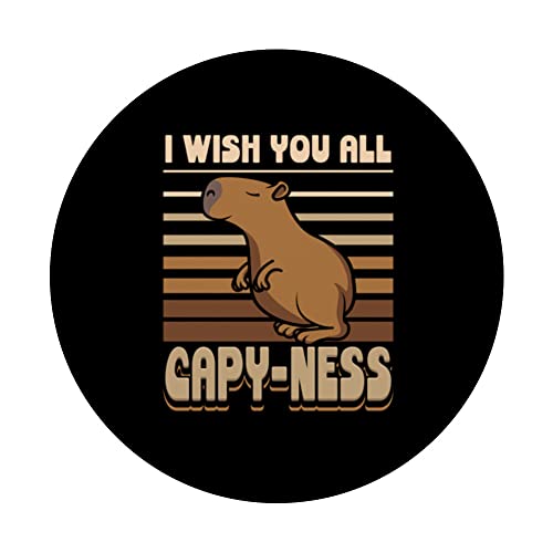 I Wish You All Capy-ness Cute Capybara PopSockets Swappable PopGrip, Black - Image 3