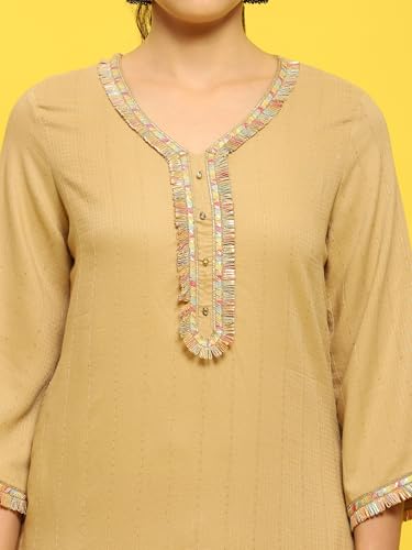 Image of Shree Women Liva (Rayon) White Floral Print Kurta