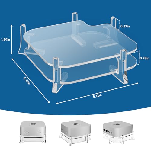 Support de bureau acrylique Mac Mini M4 transparent cristal - 7