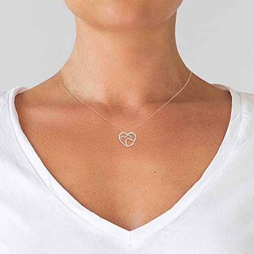 Brilliant Expressions Two-Tone Triple Heart Diamond Pendant Necklace in 925 Sterling Silver and 18K Rose Gold Plated, 0.05 Cttw (I-J Color, I3 Clarity), with 18-inch Adjustable Silver Chain4