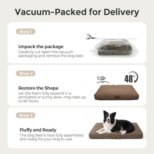 Image of Sytopia 36 Inch Indestructible Dog Bed for Large Dogs, Waterproof Chew Proof Orthopedic Pet Mat for Crate with Machinne Wshable Cover, Great for Indoor Outdoor Use, Brown