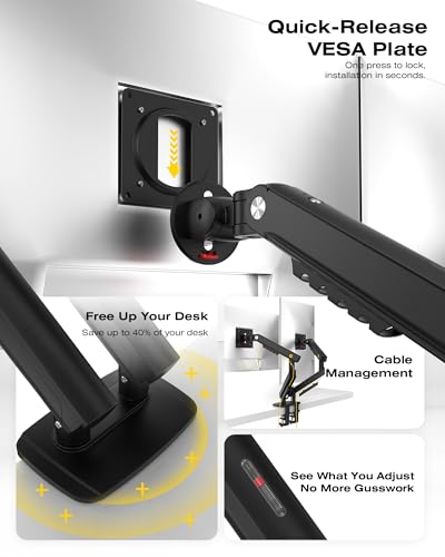Image of NB SmooVex Single Computer Monitor Mount, Monitor Stand fits up to 32 Inch, Mechanical Spring Monitor Arm, VESA 75 /100 mm, Model-A5 (Black-Dual)