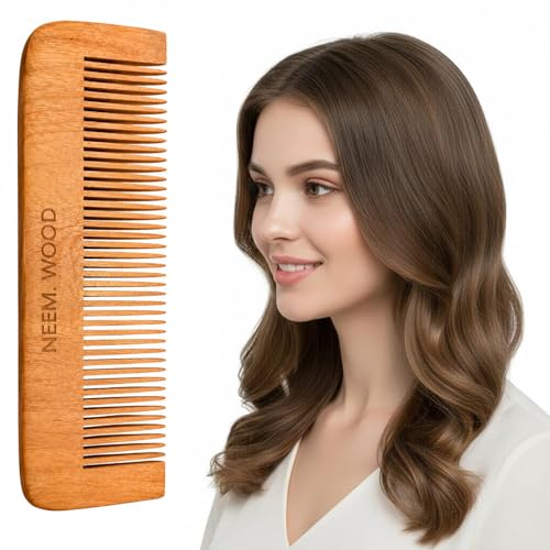 Image of GITGRNTH Handmade Pure Neem Wood Comb for Hair Growth - Natural Anti Bacterial & Anti Dandruff Wooden Comb for Men & Women, Eco Friendly Fine Tooth Neem Comb for Frizz Control & Reduced Hair Fall