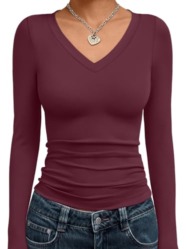 Image of Trendy Queen Womens Long Sleeve Shirts 2026 Fall Fashion Basics Crop Tops