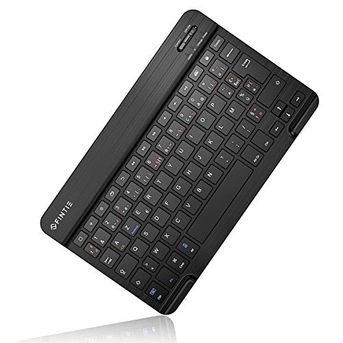 FINTIE Clavier sans Fil Bluetooth Ultra-Mince (4mm) 10 Pouces Keyboard [AZERTY français] pour iOS Apple iPad/Android Tablette Samsung Galaxy Tab E/Tab A/Tab S, Lenovo et Autres Appareils Android