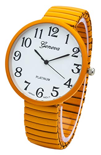 Orange Super Large Face Stretch Band Easy to Read Expansion Band Watch
