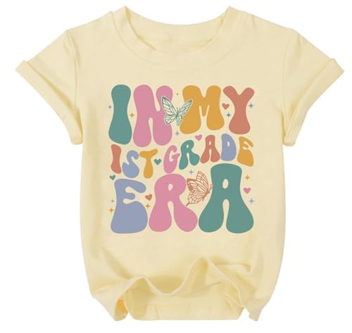 Happy First Day of School Shirt Kids Girls Boys Cute Back to School T-Shirt 1st 2nd 3rd Grade Short Sleeve Tops 5-11Y