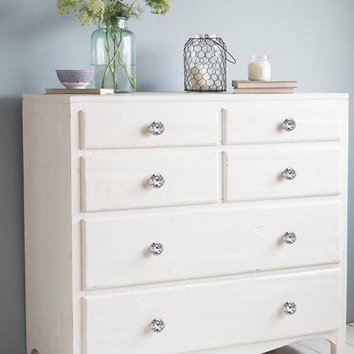 Image of Clear Glass Crystal Cabinet Knobs /Glass Dresser Knobs Pack of 8 (30mm) (Chrome Diamond knobs)
