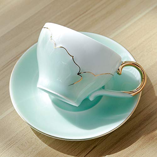 Juego de café Juego de té Juego de café pintada a mano de oro con incrustaciones de jade 6 6 taza de café taza de café… - Imagen 5
