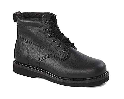 Rhino 61M21 6 inch Plain Toe Leather Work Boot - Black