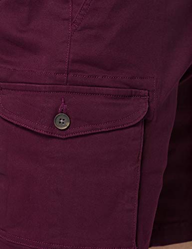 MERAKI Pantaloncini Cargo Uomo, Rosso (bordeaux), 36, Label: 36