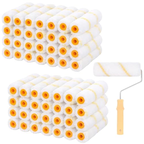 300 Pcs Mini Paint Roller Covers, 4" Microfiber Roller Covers with 3/8" Nap, Small Paint Brush Covers, Household Wall Painting Supplies, House Paint Repair Tool Kit for DIY Craft