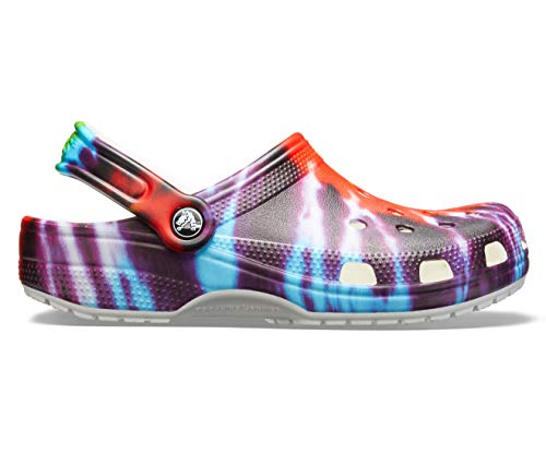 Image of Crocs Classic Tie Dye Graphic Unisex Shoes Size 9, Color: White /Multicolored-Multi-Colored