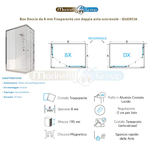 Box cabina doccia angolare 70 80 90 100 120 140