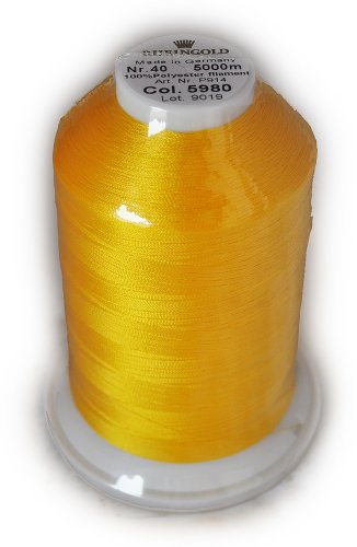 Hilo de poliéster Rheingold No. 40 Amarillo, cono comercial para bordado, 5500 yardas miniatura 1