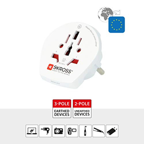 SKROSS | 1.500211-E | World to Europe | Wereldreisadapter voor Europa - Spanning en vermogen: 100V - 1600W / 250V - 4000W. Bescherming tegen elektrische schokken - Image 3