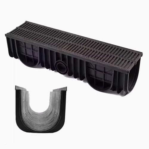 QINGYAN Drenaje De Zanja For Exteriores, Drenaje De Canal De HDPE, Sistema De Drenaje De Zanja De 50 Cm De Longitud, Drenaje De Entrada For Patio, Garaje De Hormigón(100x25x2.5cm)