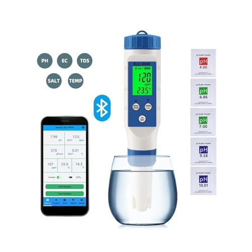 y ph, 7-in-1/5-in-1 Bluetooth PH[^[ X}[gPH EC TDS ORP SALT SG TEMP   k͔| ZxeX^[,K{c[(5 in 1 PH Meter)