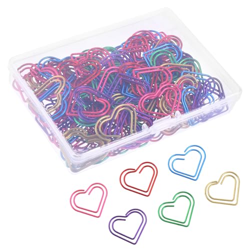 100 Pcs Clips De Papel De Metal Multicolor Corazón Clips De Papel...