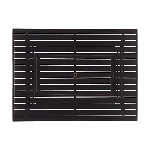 Image of Oakland Living Rectangular 48 in. x 36 in. Aluminum Propane Fire Pit Table, Glass Beads, Two Covers, Lid, 57,000 BTUs in Copper Finish,Black