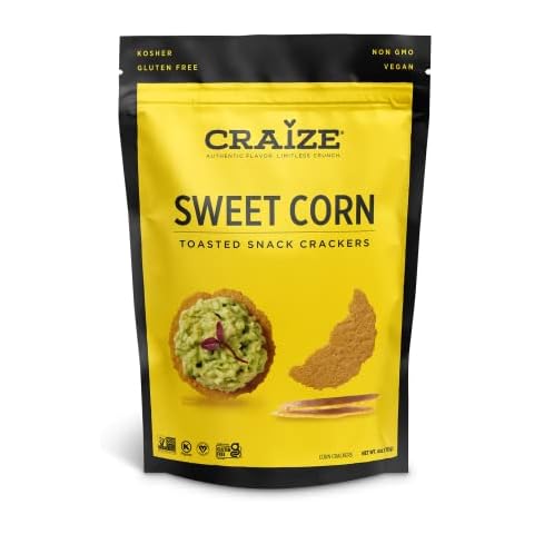 Craize Sweet Corn Crisps | Gluten Free, Vegan, Kosher, Toasted Corn Crackers | 4 oz each Cover