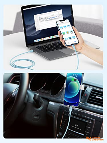 Cablecreation Phone Charging Cord 6Ft, Usb To Lightning Cable Liquid Silicone Cord[Mfi Certified] Compatible For Iphone 14/14 Pro/13/13 Pro/ 12 Pro Max/ 12/11 /X/Xs/Xr/ 8 Plus/Airpods Pro, Blue #TOP6