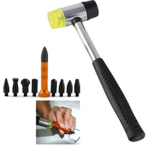 Preisvergleich Produktbild FireAngels Werkzeuge für lackschadenfreie Ausbeultechnik, 10-teiliges Set, Gummihammer, Formspitzen, Ausbeulwerkzeuge, für Auto- / Kühlschranktür-Reparatur