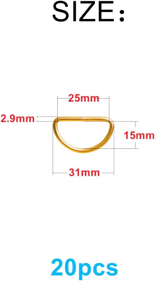 20pcs 1"(25mm) D Rings Welded Strong Metal Gold Semi-Circular D Ring for Pet Collars Hardware Bags Ring Buckle Strap Hand DIY Sewing Accessories - Image 2