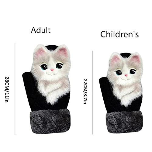 Cute Animal Mittens, Handmade Knitted Plush Animal Mittens Gloves, Full Fingers Thickening Soft Winter Warm Mittens2