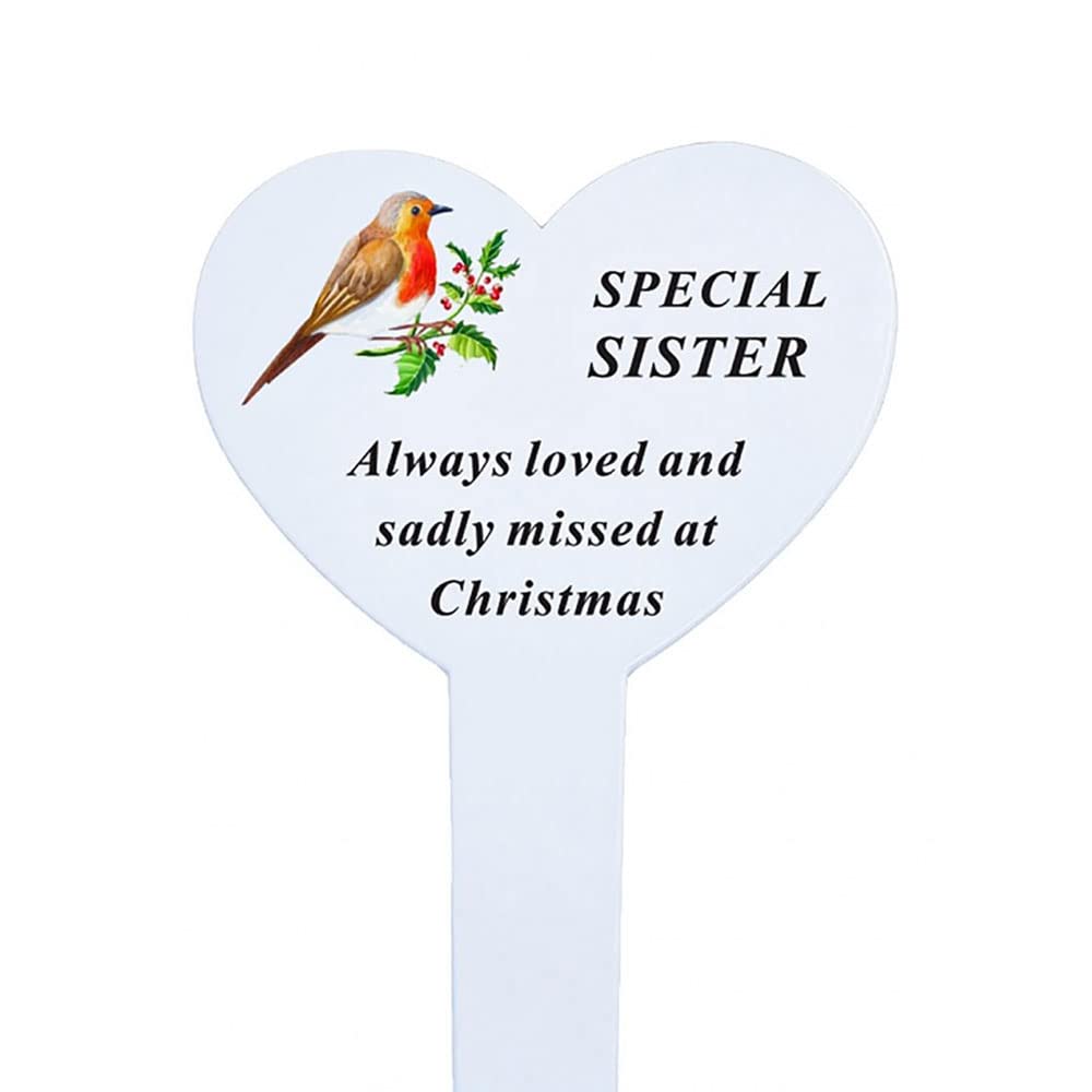 AngraveMemorials Special Sister Christmas Memorial Stake 'Always loved and sadly missed at Christmas' 23cm x 13cm Wood Ground Stake