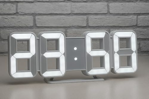 Image of 3D LED Digital Alarm Clock, White, Pack of 1
