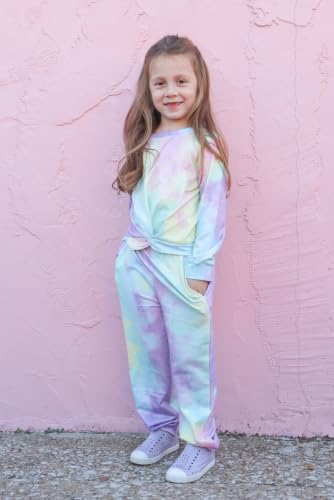 Image of Arshiner Girls 2 Piece Outfits Fashion Twist Front Tracksuit Long Sleeve Pullover Sweatshirt Sweatpants Jogger set Sweatsuit